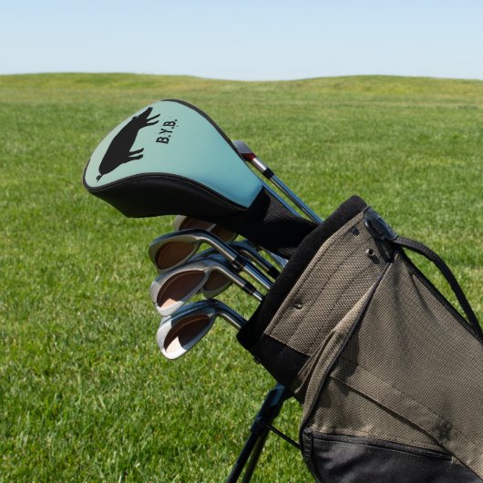 Varkensilhouet met aangepaste tekst golfheadcover (Insitu)
