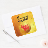 Varkensjaar 2019 Groet in Vietnamees Gouden Plein Vierkante Sticker (Envelop)