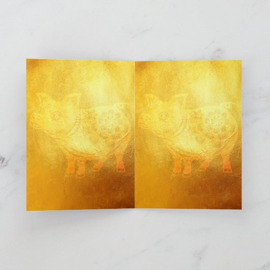 Varkensjaar 2019 Groet in Vietnamese Goud G Kaart (Binnen)