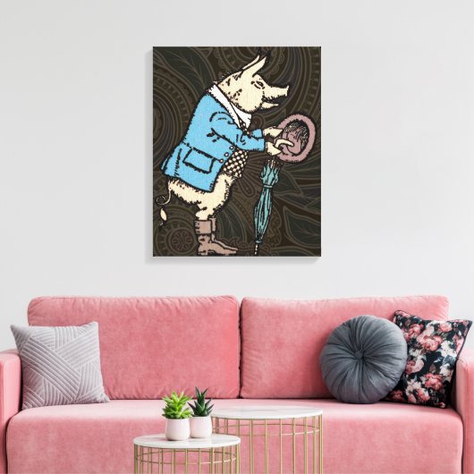Varkensjas Piggy Schattige Formal Antiek Canvas Afdruk (Insitu (Woonkamer))