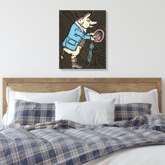 Varkensjas Piggy Schattige Formal Antiek Canvas Afdruk (Insitu (Slaapkamer))