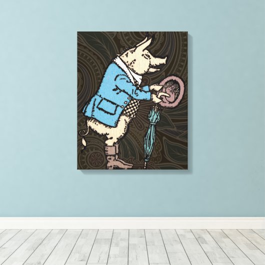 Varkensjas Piggy Schattige Formal Antiek Canvas Afdruk (Insitu (Houten vloer))