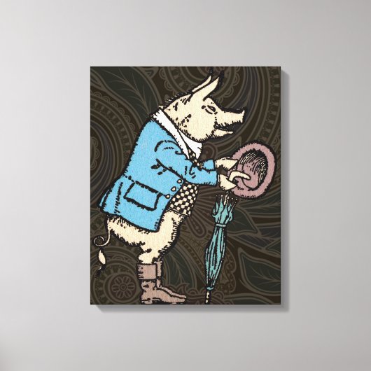 Varkensjas Piggy Schattige Formal Antiek Canvas Afdruk (Voorkant)