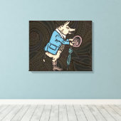 Varkensjas Piggy Schattige Formal Antiek Canvas Afdruk (Insitu (Houten vloer))