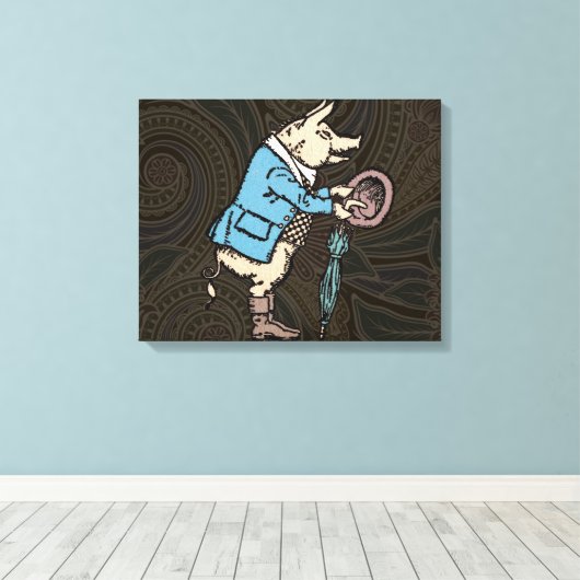 Varkensjas Piggy Schattige Formal Antiek Canvas Afdruk (Insitu (Houten vloer))