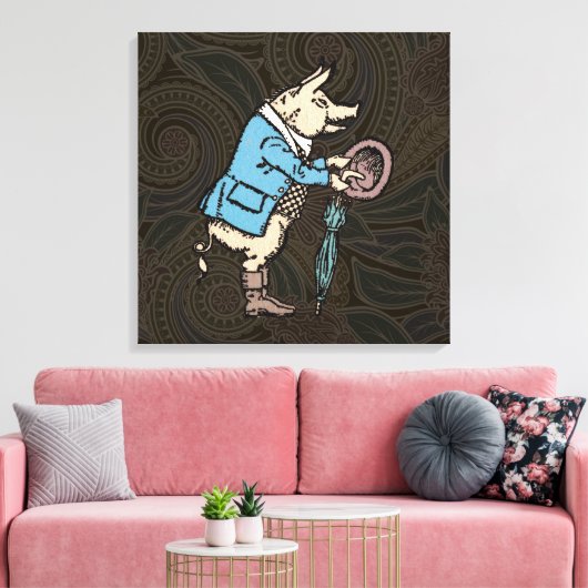 Varkensjas Piggy Schattige Formal Antiek Canvas Afdruk (Insitu (Woonkamer))