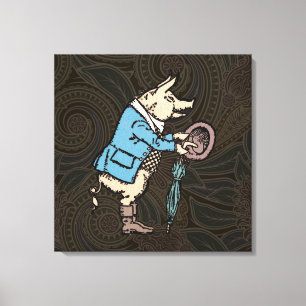 Varkensjas Piggy Schattige Formal Antiek Canvas Afdruk