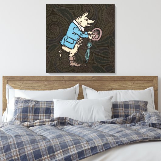 Varkensjas Piggy Schattige Formal Antiek Canvas Afdruk (Insitu (Slaapkamer))