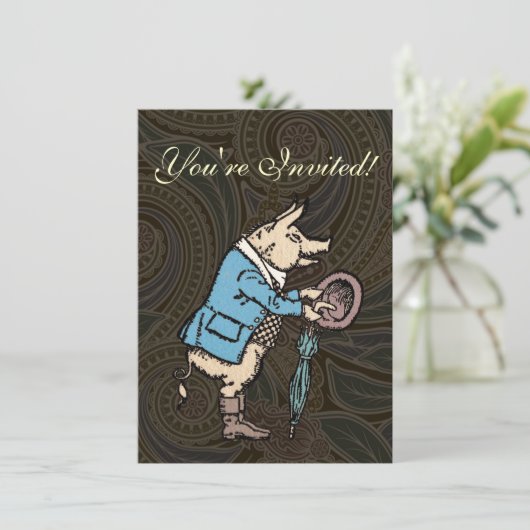 Varkensjas Piggy Schattige Formal Antiek Kaart (Staand voorkant)