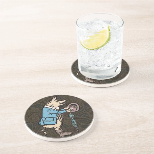 Varkensjas Piggy Schattige Formal Antiek Zandsteen Onderzetter (Zijkant)