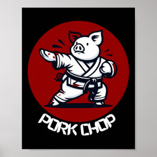 Varkenskarbonaat Karate Varken Grappige Slaapkamer Poster