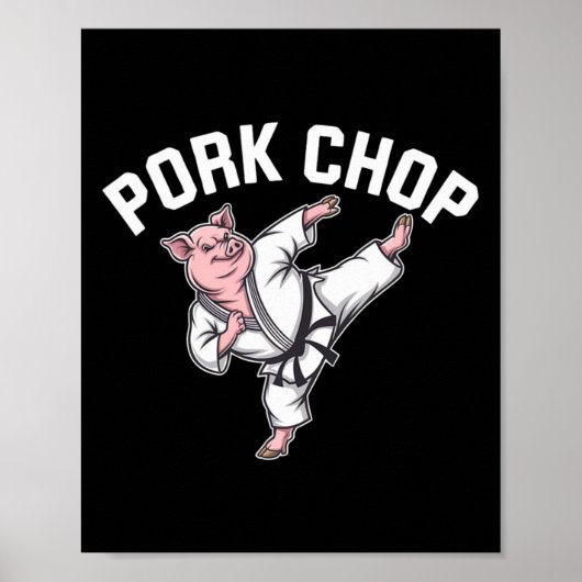Varkenskarbonade - Grappig Varkens Karate Pun Poster (Voorkant)