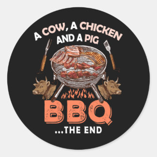 Varkenskip Koe BBQ Roker Barbecue Grill Chef Pa Ronde Sticker