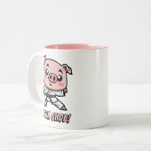 Varkenskotelet! Schattigee Cartoon Pig Pun Tweekleurige Koffiemok (Voorkant links)