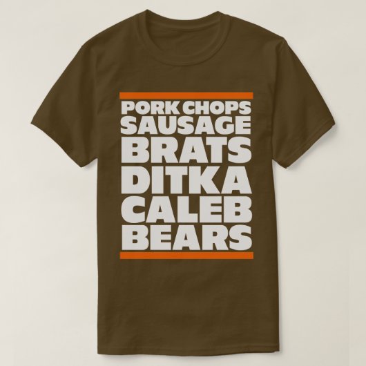 Varkenskoteletten worst brats ditka Caleb Beren T-shirt (Design voorkant)