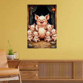 Varkenskunst – Moeder & Biggen Poster