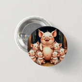 Varkenskunst – Moeder & Biggen Ronde Button 3,2 Cm (Voorkant /achterkant)