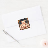 Varkenskunst – Moeder & Biggen Vierkante Sticker (Envelop)