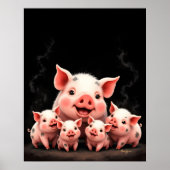 Varkenskunst – Moeder Varken & Biggen Poster (Voorkant)
