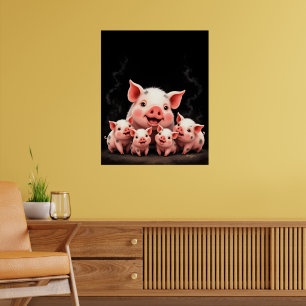 Varkenskunst – Moeder Varken & Biggen Poster