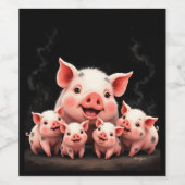 Varkenskunst – Moeder Varken & Biggen Wijn Etiket (Enkel label)