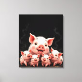 Varkenskunstwerk – Moeder Varken & Biggen Canvas Afdruk (Voorkant)