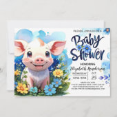Varkensland Boerderij Charm Blue Baby shower Kaart (Voorkant)