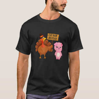 Varkensliefhebber Grappig Gezegde Happy Turkey Day T-shirt