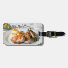 Varkensmannenbrood met aardappelen en bonen bagagelabel