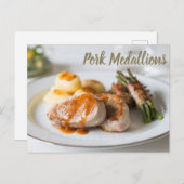 Varkensmedaillons filet met aardappelen en bonen feestdagenkaart (Voorkant / Achterkant)