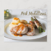 Varkensmedaillons filet met aardappelen en bonen feestdagenkaart (Voorkant)