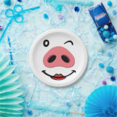 Varkensneus blij gezicht. Neus van een varken. Papieren Bordje (Feest)