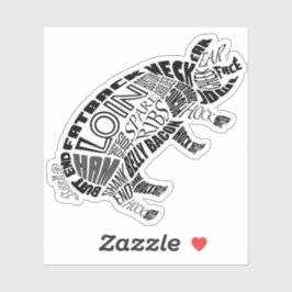 Varkensonderdelen snijden Word Cloud-typogram Sticker
