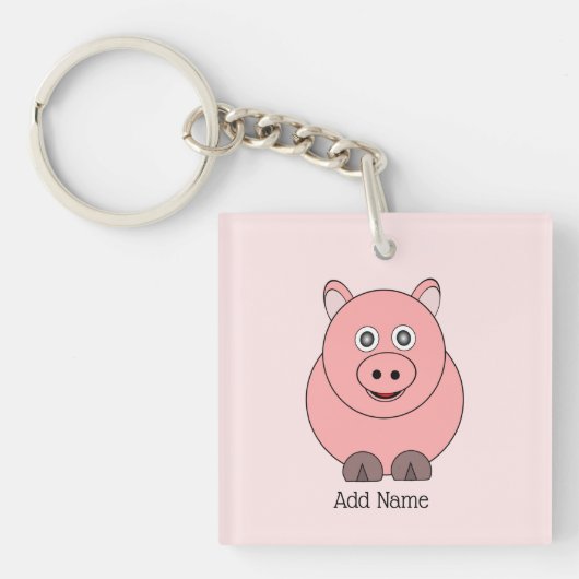 Varkensontwerp gepersonaliseerd sleutelhanger (Voorkant)