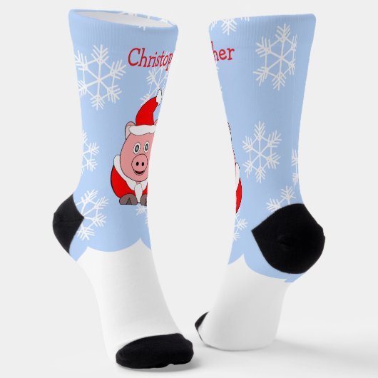 Varkensontwerp Kerstmis Sokken (Gebogen)