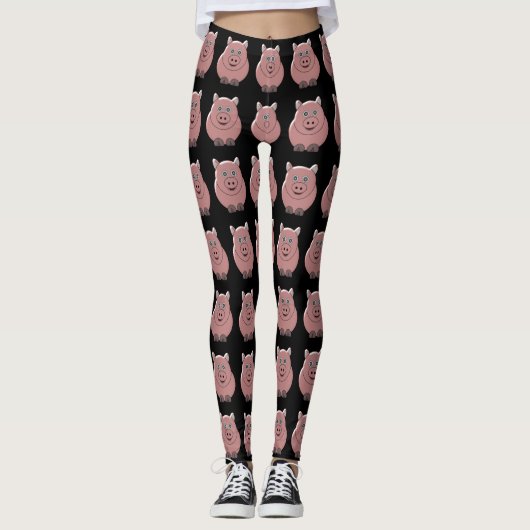 Varkensontwerp zwart leggings (Voorkant)