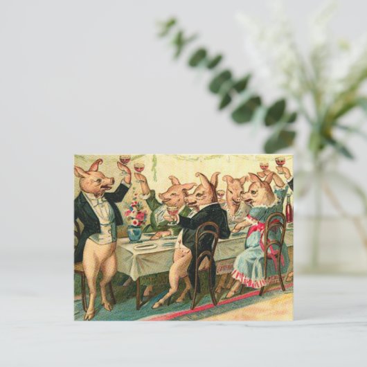 varkenspartij briefkaart (Staand voorkant)