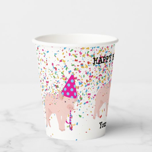 Varkenspartner - Dieren bij geboorte Papieren Bekers (Voorkant)