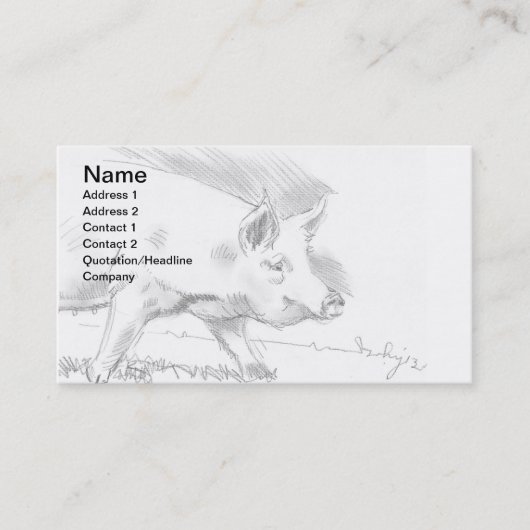 Varkenspennen Tekenschets Farmer Visitekaartje (Voorkant)