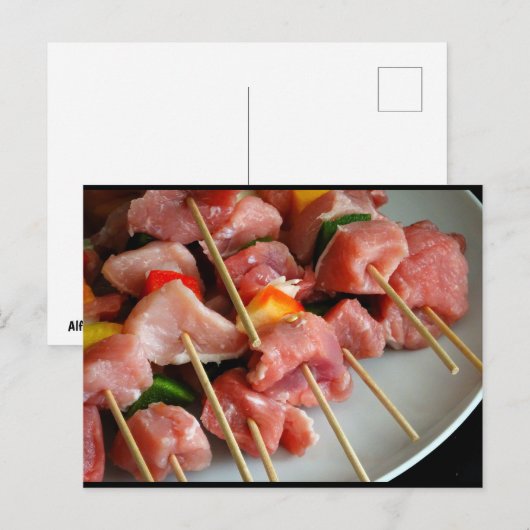 Varkenspepersteaks aan het spit briefkaart (Voorkant / Achterkant)