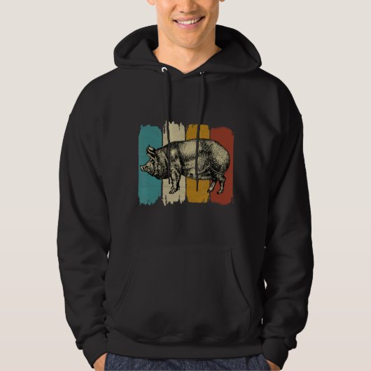 Varkenspijn Varkenspijn Retro  voor varkensovers Hoodie (Voorkant)