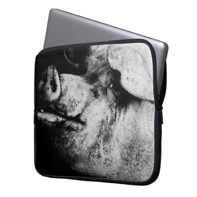 varkensportret laptop sleeve (Voorkant Links)