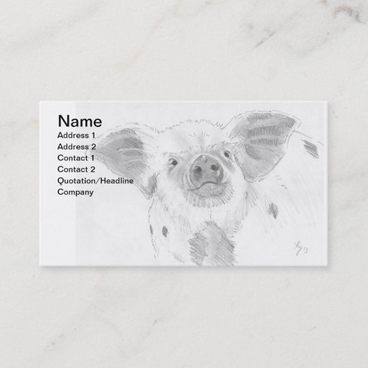 Varkenspotlood Tekenschets Farmer Visitekaartje (Voorkant)