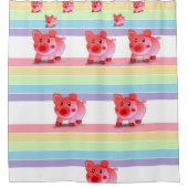 varkensroze gordijn, wit douchegordijn (Voorkant)