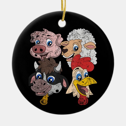 Varkensschaap Koe Kip Kinder Peuters Grappig Boerd Keramisch Ornament (Voorkant)