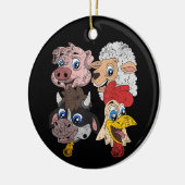 Varkensschaap Koe Kip Kinder Peuters Grappig Boerd Keramisch Ornament (Links)