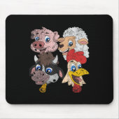 Varkensschaap Koe Kip Kinder Peuters Grappig Boerd Muismat (Voorkant)