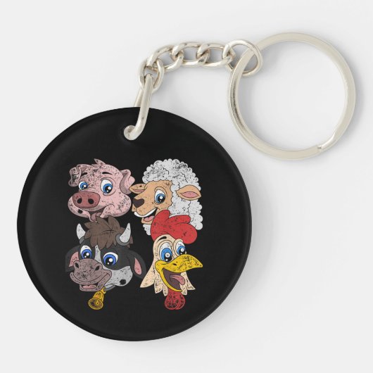 Varkensschaap Koe Kip Kinder Peuters Grappig Boerd Sleutelhanger (Achterkant)