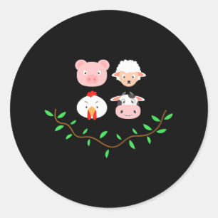 Varkensschapen Kip Koe BOERDERIJ DIEREN Ronde Sticker