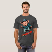 Varkensskateboard T-shirt (Voorkant volledig)